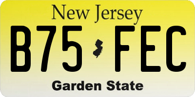 NJ license plate B75FEC