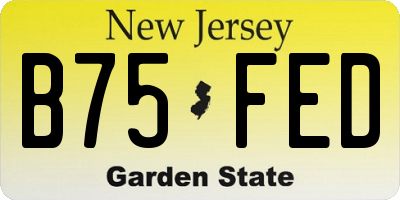 NJ license plate B75FED