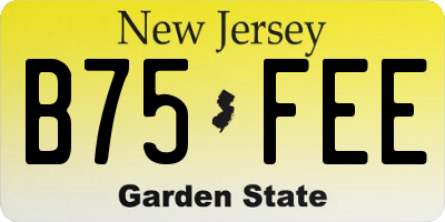 NJ license plate B75FEE