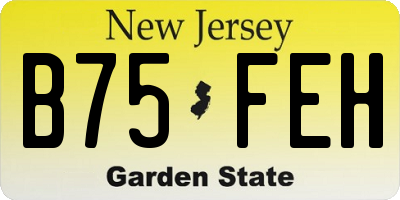 NJ license plate B75FEH