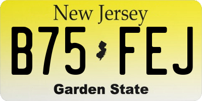 NJ license plate B75FEJ