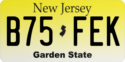 NJ license plate B75FEK