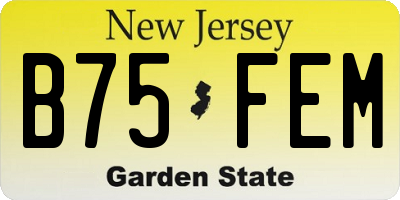 NJ license plate B75FEM