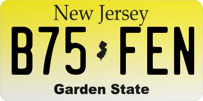 NJ license plate B75FEN