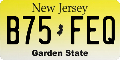 NJ license plate B75FEQ