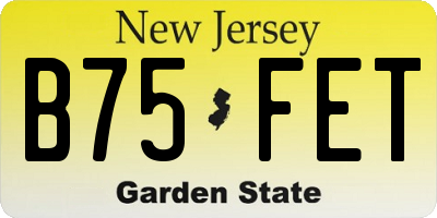 NJ license plate B75FET