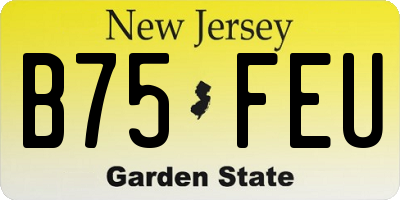NJ license plate B75FEU