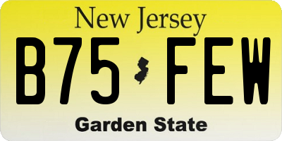 NJ license plate B75FEW