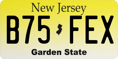 NJ license plate B75FEX