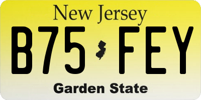 NJ license plate B75FEY