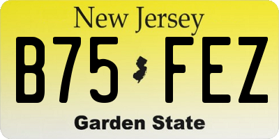 NJ license plate B75FEZ