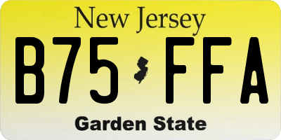 NJ license plate B75FFA