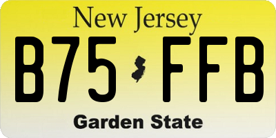 NJ license plate B75FFB