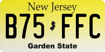 NJ license plate B75FFC