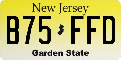 NJ license plate B75FFD