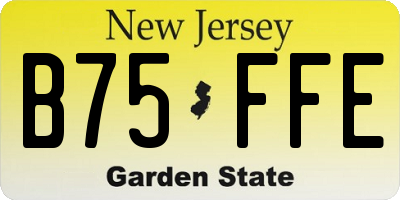 NJ license plate B75FFE
