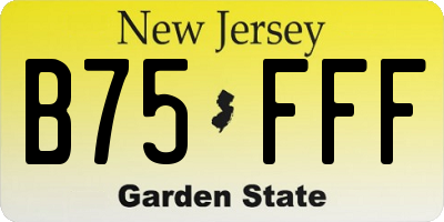 NJ license plate B75FFF