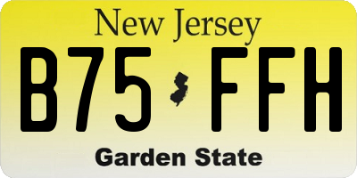 NJ license plate B75FFH