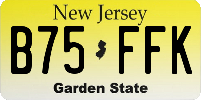 NJ license plate B75FFK