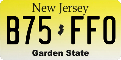 NJ license plate B75FFO