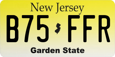 NJ license plate B75FFR