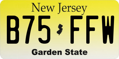NJ license plate B75FFW