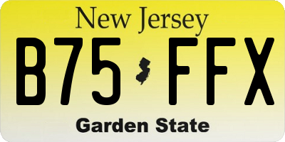 NJ license plate B75FFX