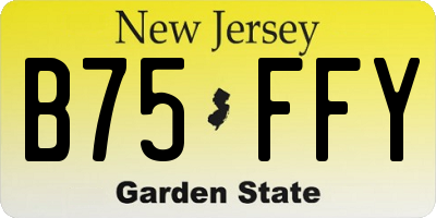 NJ license plate B75FFY