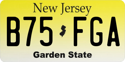 NJ license plate B75FGA