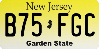 NJ license plate B75FGC