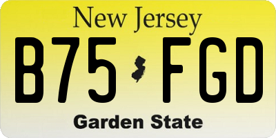 NJ license plate B75FGD