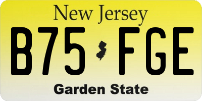 NJ license plate B75FGE