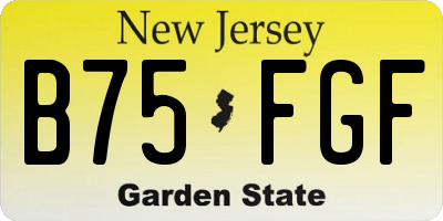 NJ license plate B75FGF