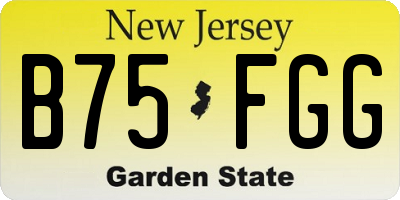 NJ license plate B75FGG