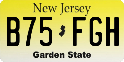 NJ license plate B75FGH