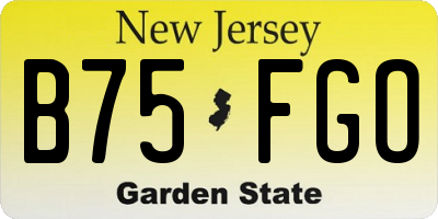 NJ license plate B75FGO
