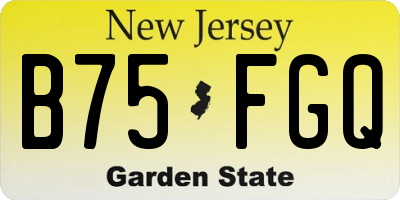 NJ license plate B75FGQ