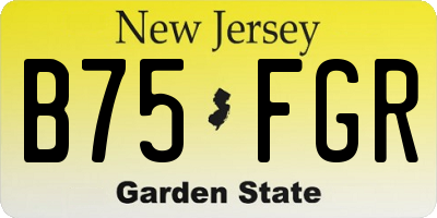 NJ license plate B75FGR