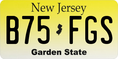 NJ license plate B75FGS