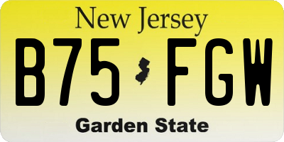 NJ license plate B75FGW