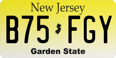 NJ license plate B75FGY