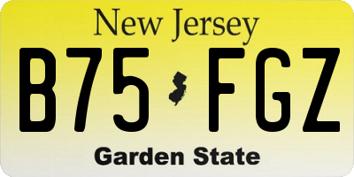 NJ license plate B75FGZ
