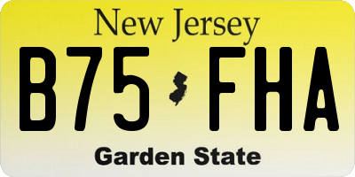 NJ license plate B75FHA
