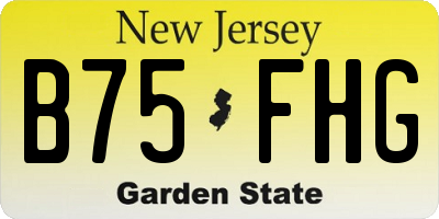 NJ license plate B75FHG