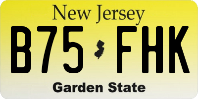 NJ license plate B75FHK