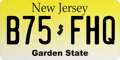 NJ license plate B75FHQ