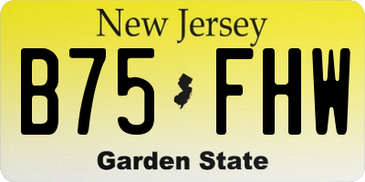 NJ license plate B75FHW