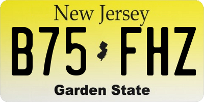 NJ license plate B75FHZ