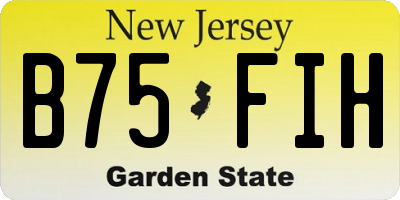 NJ license plate B75FIH