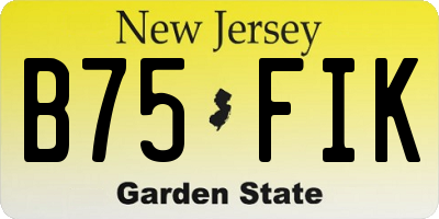 NJ license plate B75FIK